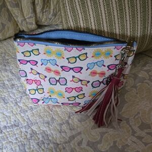 OCS Designs Colorful Sunglasses Print Pouch with Tassel